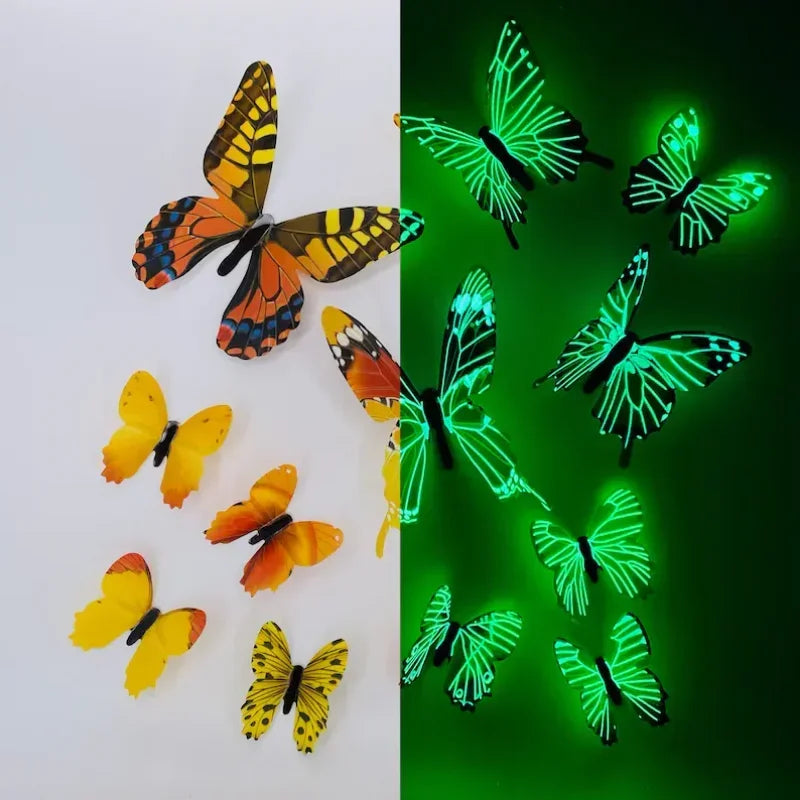 Luminexa Schmetterlinge | 3D Schmetterling Wandsticker | 12-teilig | Leuchtend & DIY Dekoration | Für Wände, Partys & Geschenke