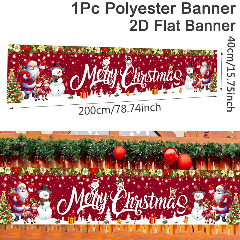 FestiJoy Weihnachts-Banner | Merry Christmas & Happy New Year 2025/2026 | Outdoor & Indoor Deko | Wetterfest & Wiederverwendbar