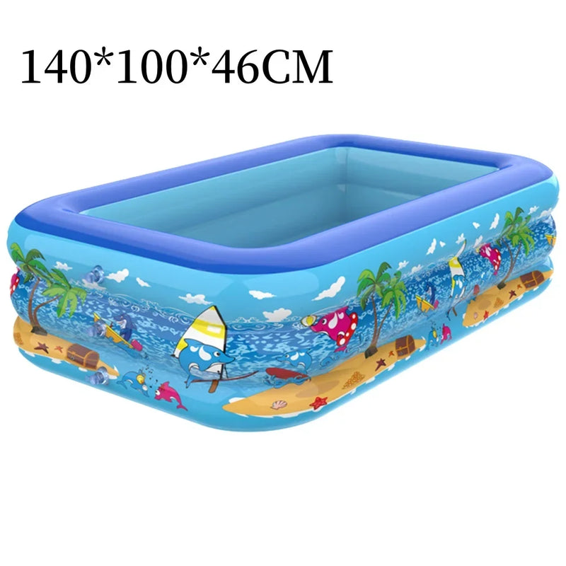 Luftolino Aufblasbares Kinderplanschbecken | 110–180 cm | Extra Dickes PVC | Cartoon-Design für Garten & Balkon