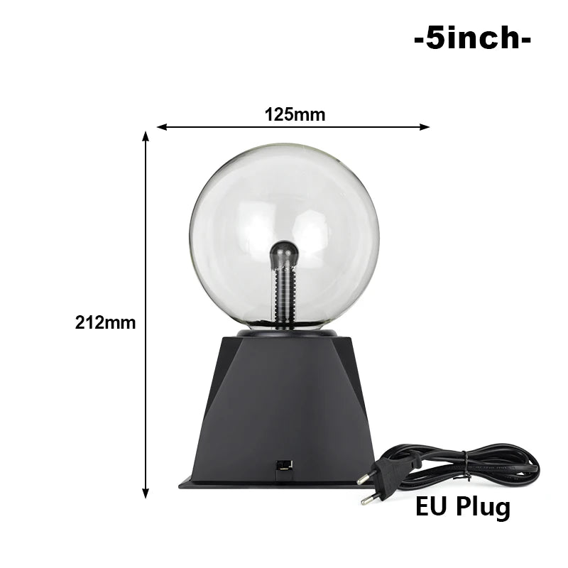 Electrava | Magische Plasma-Kugel Lampe | LED Blitzlicht mit Touch & Sound | 220V EU-Stecker | 10–20 cm | Party- & Deko-Licht