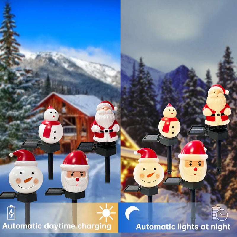Solar Gartenleuchte | Weihnachtsmann & Schneemann | LED Landschaftslicht | Wasserdicht & Outdoor