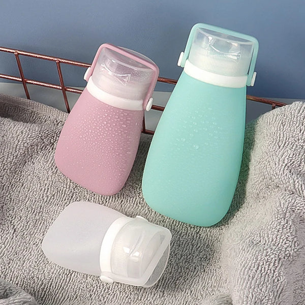 Siliva Reise-Flasche | Nachfüllbar & Auslaufsicher | Silikon | 30 ml / 60 ml / 90 ml | Für Shampoo & Pflegeprodukte