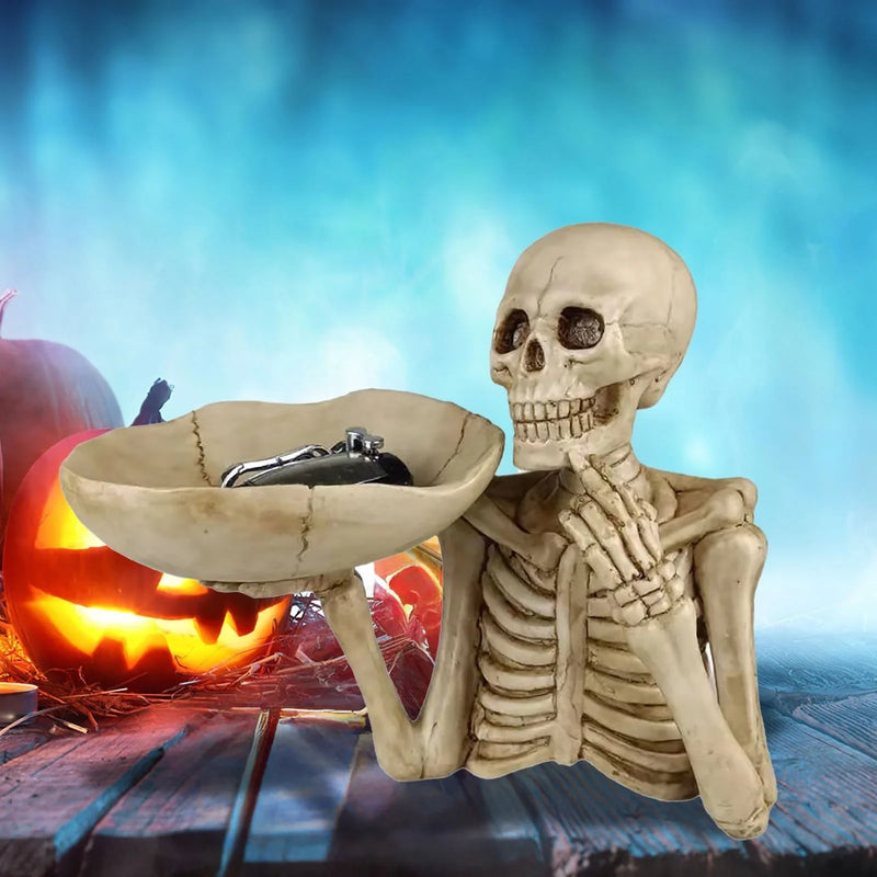 SkullServe | Schädel Deko-Tablett aus Harz | Gothic & Halloween Akzent | Vielseitig nutzbar