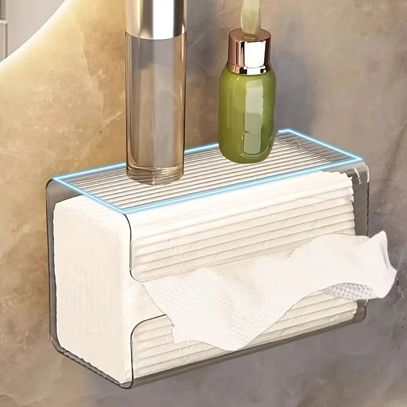 Lucentra Wand-Taschenbox | Transparenter Acryl-Tücherhalter | Wandmontierbarer Papiertuchspender für Bad & Wohnzimmer | Multifunktional & Modern