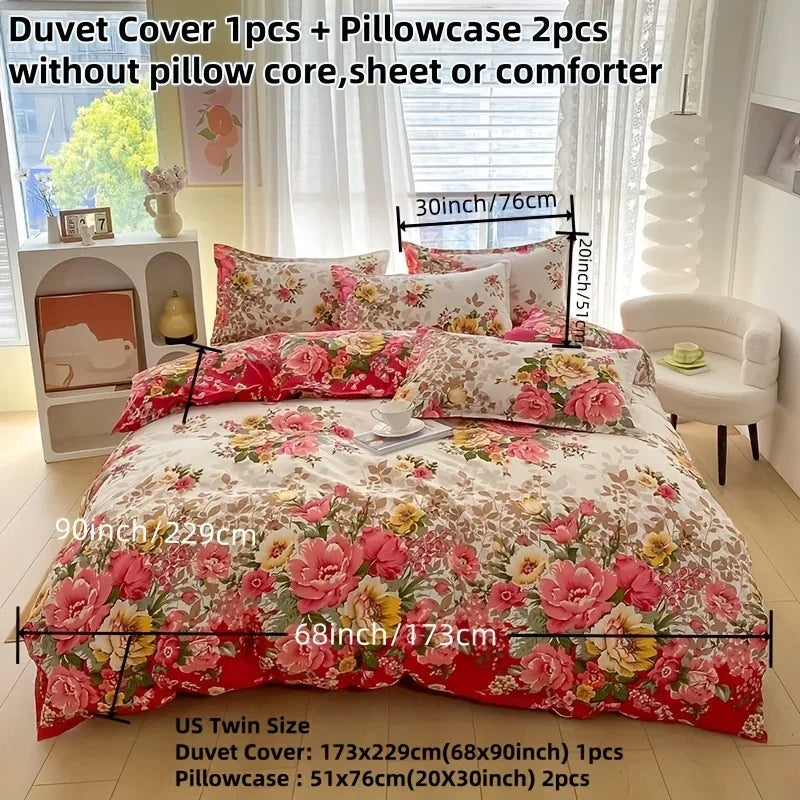 Bettwäsche-Set Floralis | 3-teilig | Mikrofaser | Blumendruck & Wende-Design