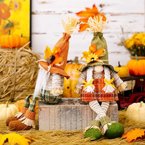 Herbst-Wichtel PumpkinGnome | Mit Kürbis, Sonnenblume & Ahornblatt | Dekofigur für Erntedank & Herbst