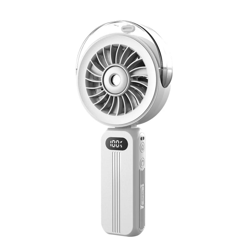 Mini-Ventilator Breezora Pro | Faltbar & Tragbar | Mit Sprühfunktion & USB-Aufladung | Für Hand, Tisch & Halsband
