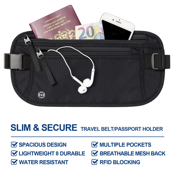 SafeTraveler Bauchtasche | RFID-Schutz | Verstecktes Sicherheitsfach | Für Damen & Herren