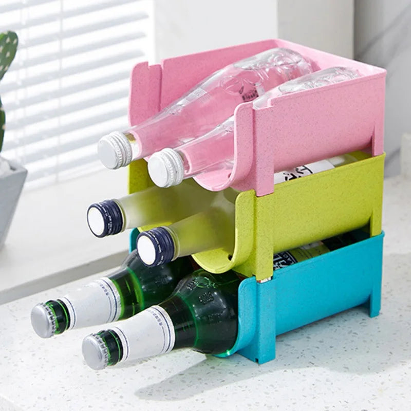 Flaschen-Organizer StackoCool | Stapelbares Kühlschrankregal für Dosen & Flaschen | Rutschfest & platzsparend | 16 × 14 × 7,5 cm