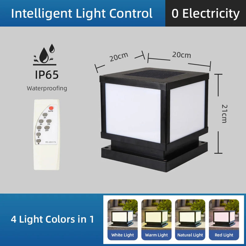 Solara PillarGlow Solar-Lichtsäule LED mit Fernbedienung & Timer – IP65 Wasserdicht