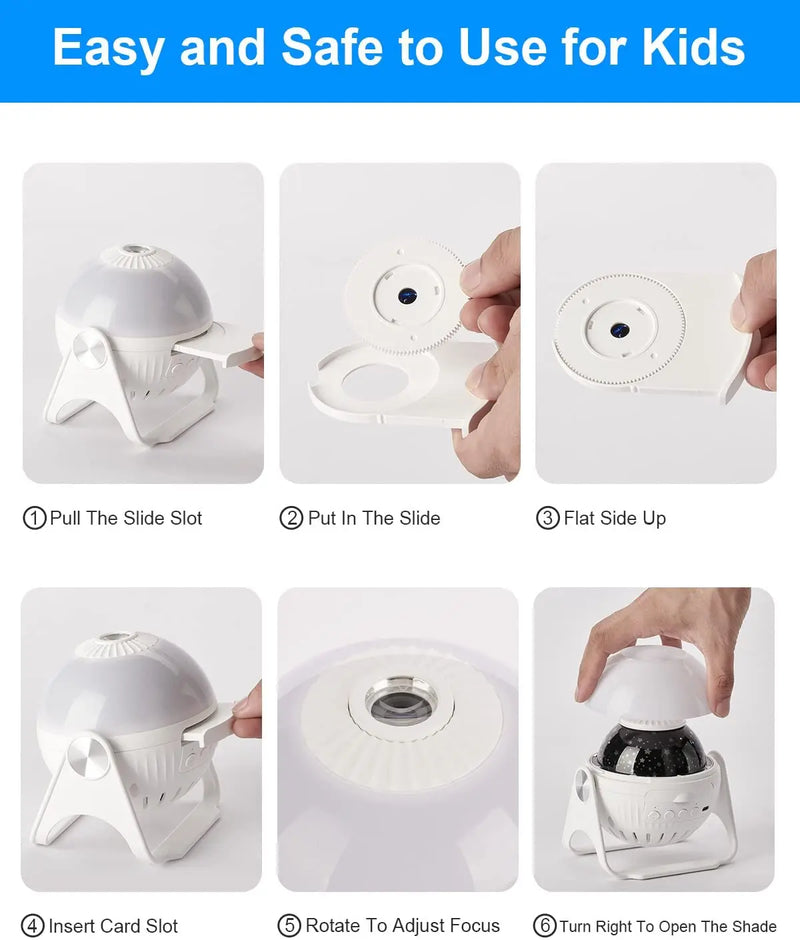 StellarView Galaxy Projektor | 360° Sternenhimmel & Planetarium | Fokuseinstellung | Mehrere Film-Motive | 12,1 × 12 × 11,2 cm