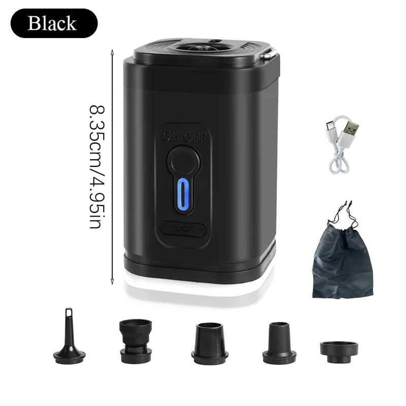 AirBreezy Mini Luftpumpe | Ultra Kompakt & USB-C Aufladbar | 5 Düsen | 200L/min Leistung