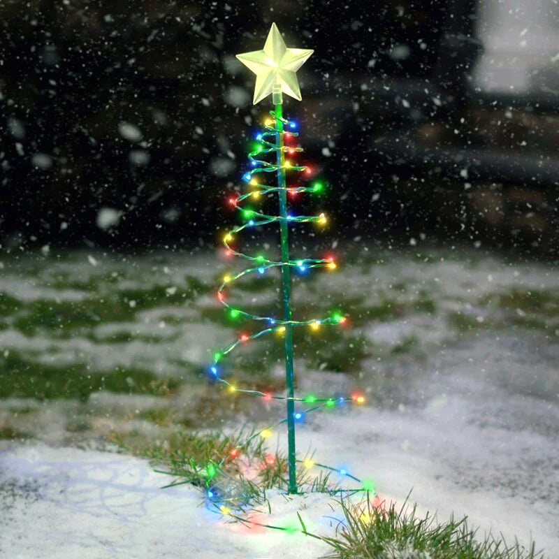 SoluxeTree Solar Weihnachtsbaum Lampe | LED Eisenkunst Deko | Warmweiß & Mehrfarbig | Wasserdicht & Automatisch gesteuert