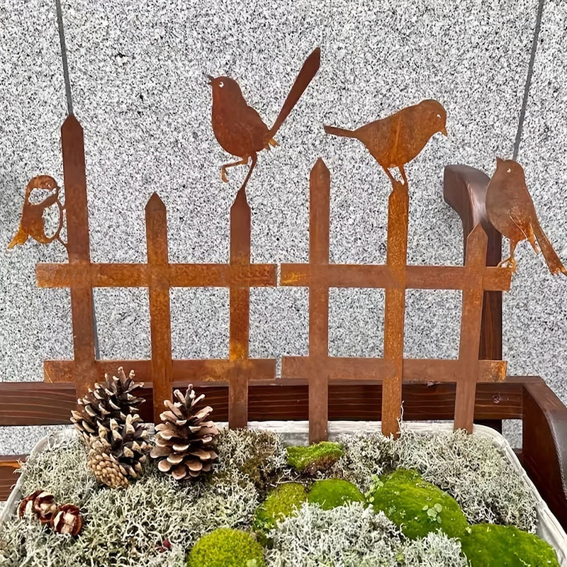 Rustivalo Metall-Gartenstecker Vogel | Rustikales Gartendeko-Element | Charmant & wetterfest | Geschenkidee für Gartenliebhaber