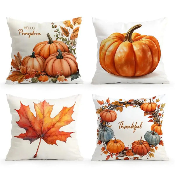 Kissenhülle CosyGratitude | Herbstliches Dankbarkeits-Motiv | Peach Skin Velvet | 45×45 cm