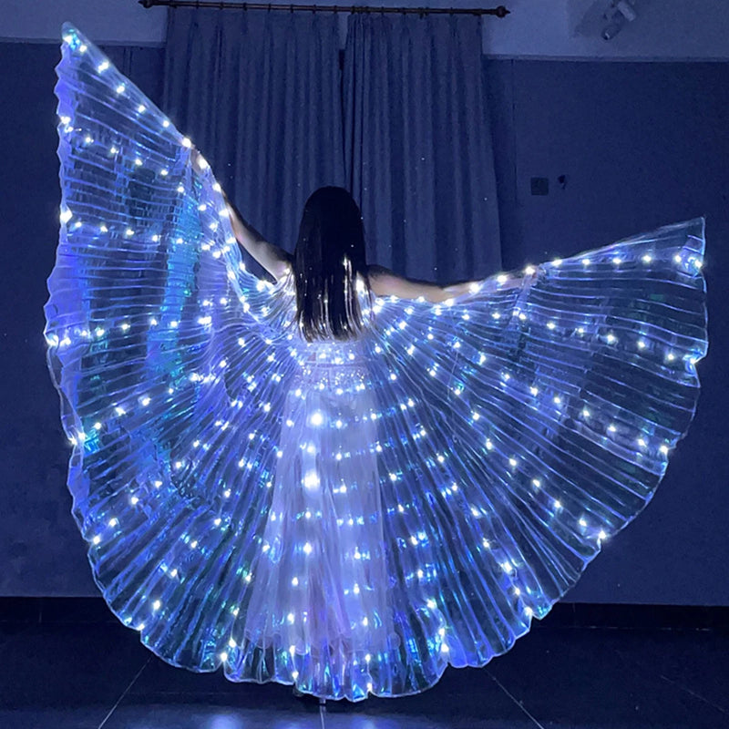 LED-Flügelkostüm LumiWings | Leuchtender Feen-Umhang | 140 cm / 110 cm | Mit Teleskopstäben & Schalter | Für Bühne, Party & Show