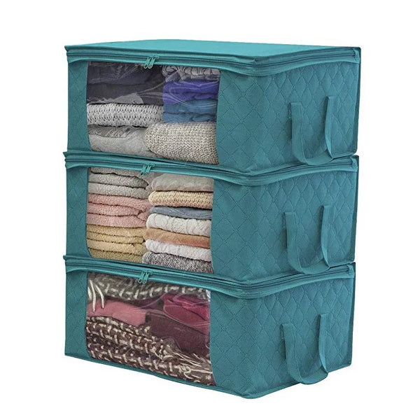 ClothView Aufbewahrungsbox | Mit Sichtfenster & Griffen | Faltbar & Atmungsaktiv | 49x36x21 cm