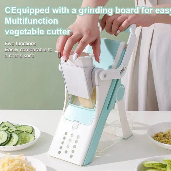 VegroSlicer 5-in-1 Gemüseschneider | Mandoline & Zerkleinerer | Manuell & Sicher | Für Obst, Gemüse & Fleisch | 27 x 11 cm