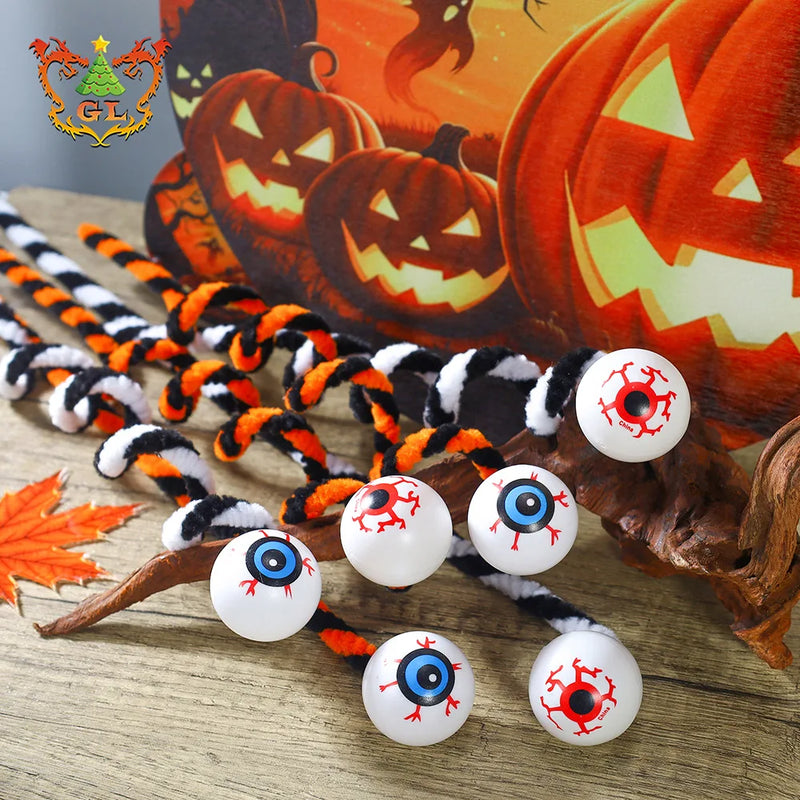 Creepos Halloween-Augen Deko | Hüpfende Garn-Augen | Schwarz-Weiß Anhänger | Indoor & Outdoor Party Deko