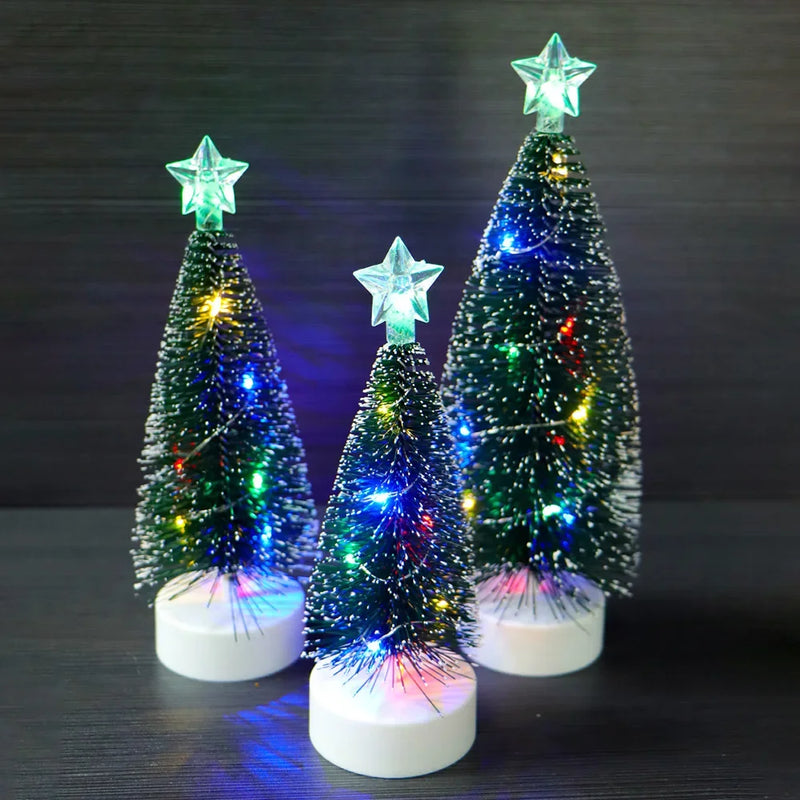 Lunivera | LED Mini-Weihnachtsbaum | Mit Kupferdrahtlichtern & Schneeeffekt | Warmweiß oder Bunt | Batteriebetrieben | 16–21 cm