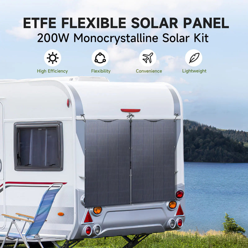 Flexibles Solarpanel SunWave Pro | 100 W / 200 W | IP68 Wasserdicht | Ultraleicht & Biegsam | Für Balkon, Wohnmobil & Off-Grid