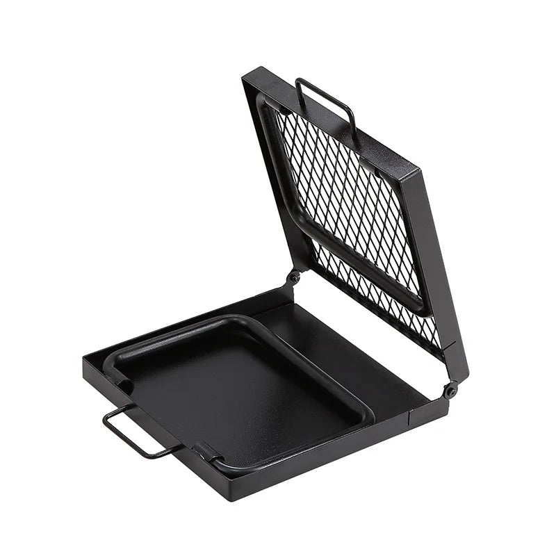 CampGrill Fold Faltbarer Grillrost | Tragbarer Edelstahl-Grillständer | Für BBQ, Camping & Outdoor | 32 × 21 × 16 cm