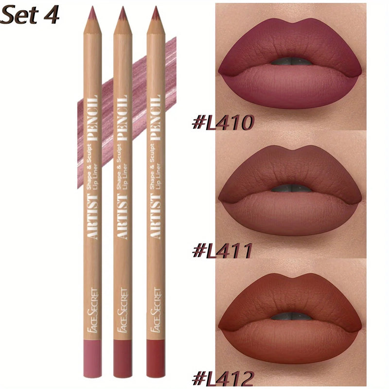 3er-Set Lippenkonturenstift & Lippenstift Velvéra Kiss | Matt & Wasserfest | Langanhaltend | Samt-Finish | Perfekt als Geschenk