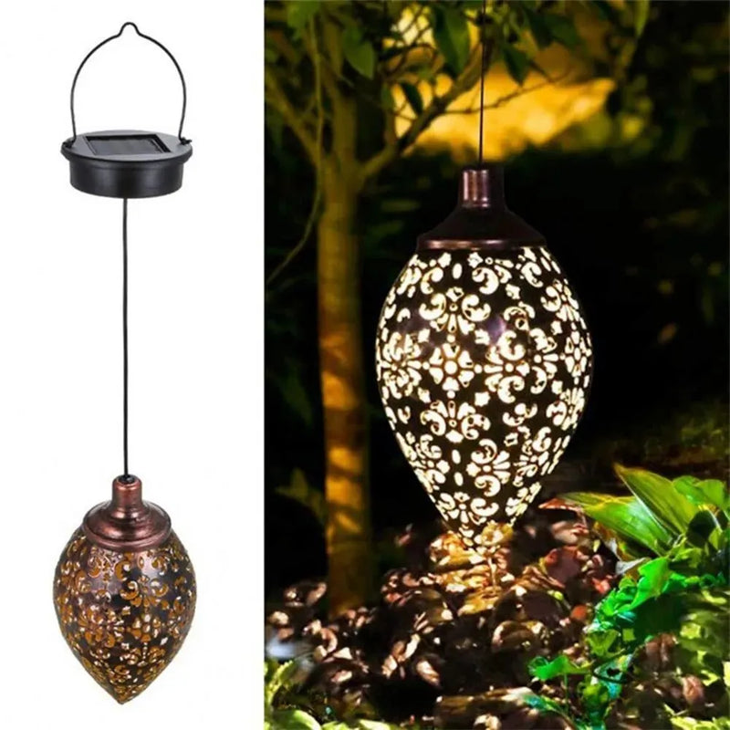 Lumivis SolArt Solar Gartenlaterne Tropfenform | Wasserfest & Projektionseffekt | Metall | Für Balkon, Terrasse & Außenbereich