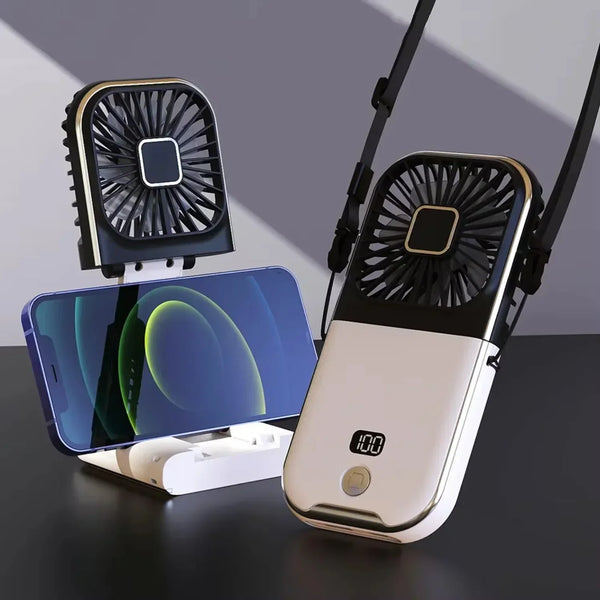 Luftigo Tragbarer USB-Ventilator | Digitalanzeige | Rückwärtslauf & Mehrfach-Windmodi | Kompakt & Wiederaufladbar