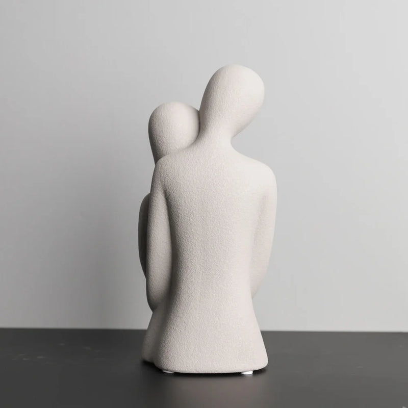 AMORIA Skulptur Paar | Nordisch Abstrakt | Keramik Matt | Weiß & Grau