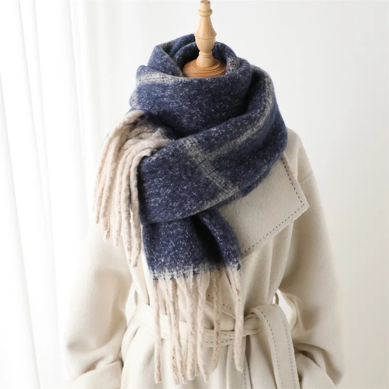 CashmiraLux | Damen Winter-Schal & Stola | Kaschmir-Pashmina-Mix | 220×42 cm | Mit Fransen