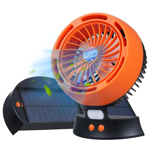 Ventoluxx Solar Campingventilator mit LED & abnehmbarem Solarpanel | 4 Stufen & 3 Helligkeiten | 10400 mAh Akku & Typ-C | Leise & Mobil