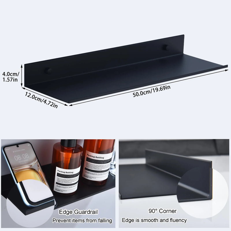 Metallura | Wandregal aus Metall | Schwebendes Regal 30/40/50 cm | Platzsparende Aufbewahrung für Bad, Küche & Schlafzimmer