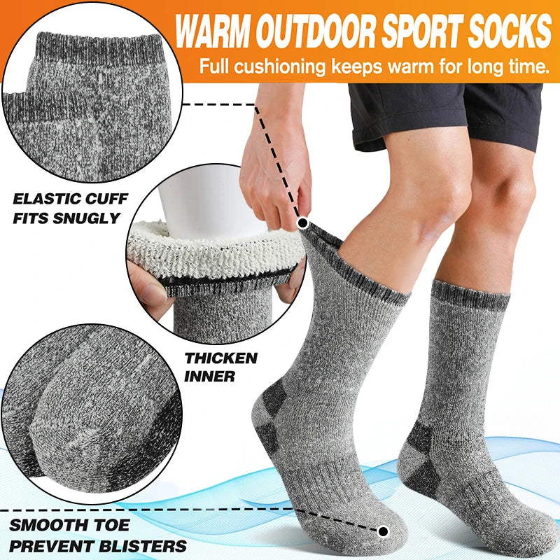 AlpenWool | 3 Paar Herren Winter-Socken | Extra Dick & Warm | Thermo-Wollsocken für Ski & Outdoor | Mid-Calf
