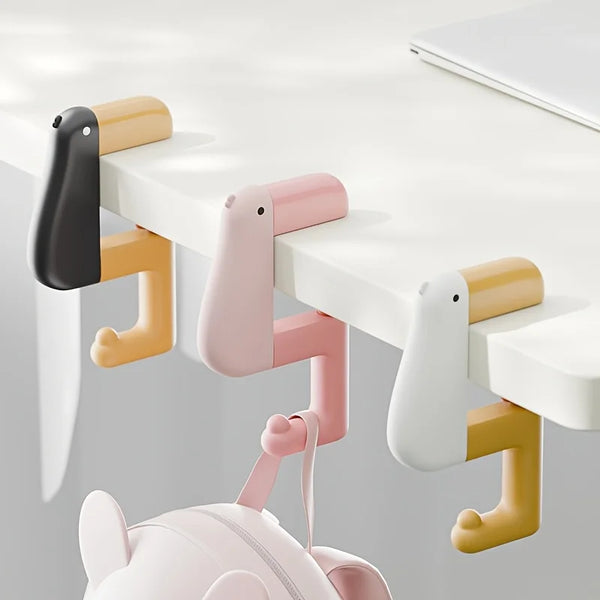 Taschenhaken QuackHook | Enten-Design Haken für Tischkante | Kein Bohren | Platzsparende Aufhängung für Tasche & Rucksack