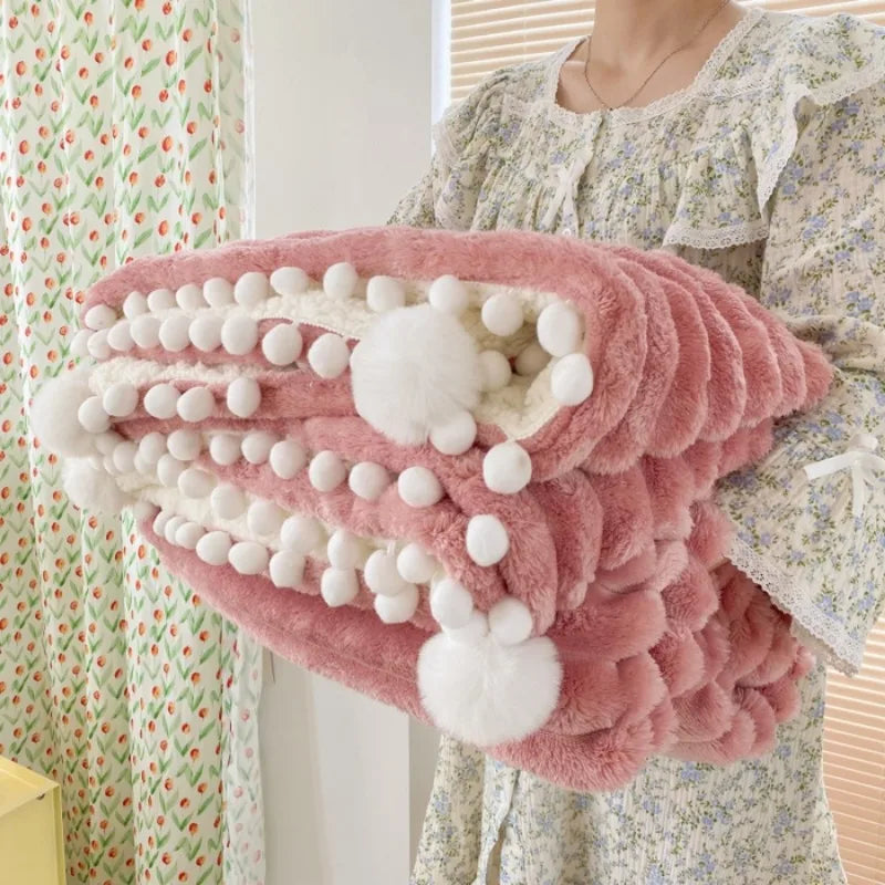 Lambelle Fleece-Decke | 3D-Struktur & Lammwolle | Weich, Warm & Stilvoll | Große Kuscheldecke in Uni-Farben