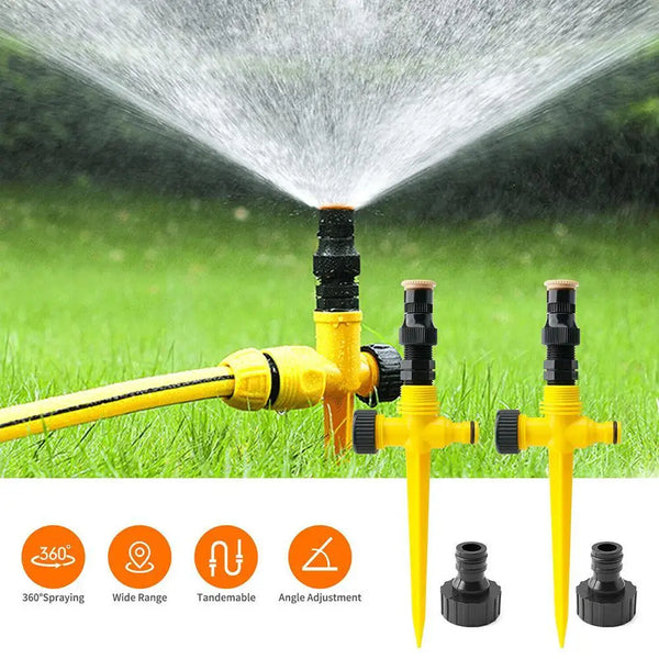 Rainaro SpinFlow Gartenregner 360° drehbar | Automatische Bewässerung | Für Rasen, Gemüsebeet & Gewächshaus | Mit Erdspieß
