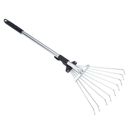 Rechano Gartenrechen aus Edelstahl mit 9 Zinken | Laubbesen für Rasen & Hof | 70 cm lang | Ergonomischer Handrechen für loses Schnittgut & Gartenabfälle