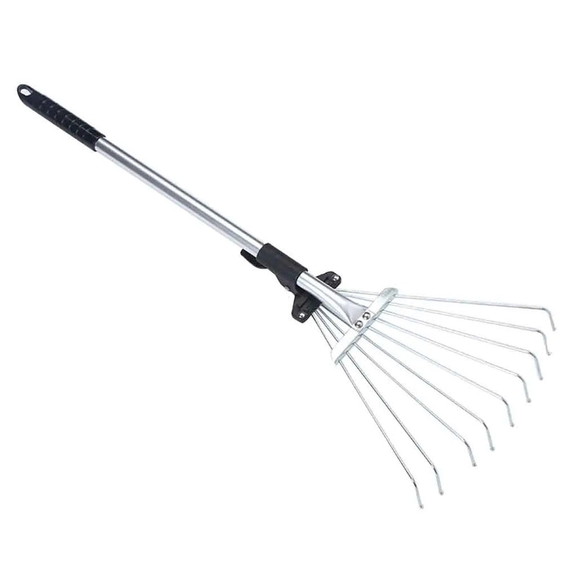 Rechano Gartenrechen aus Edelstahl mit 9 Zinken | Laubbesen für Rasen & Hof | 70 cm lang | Ergonomischer Handrechen für loses Schnittgut & Gartenabfälle