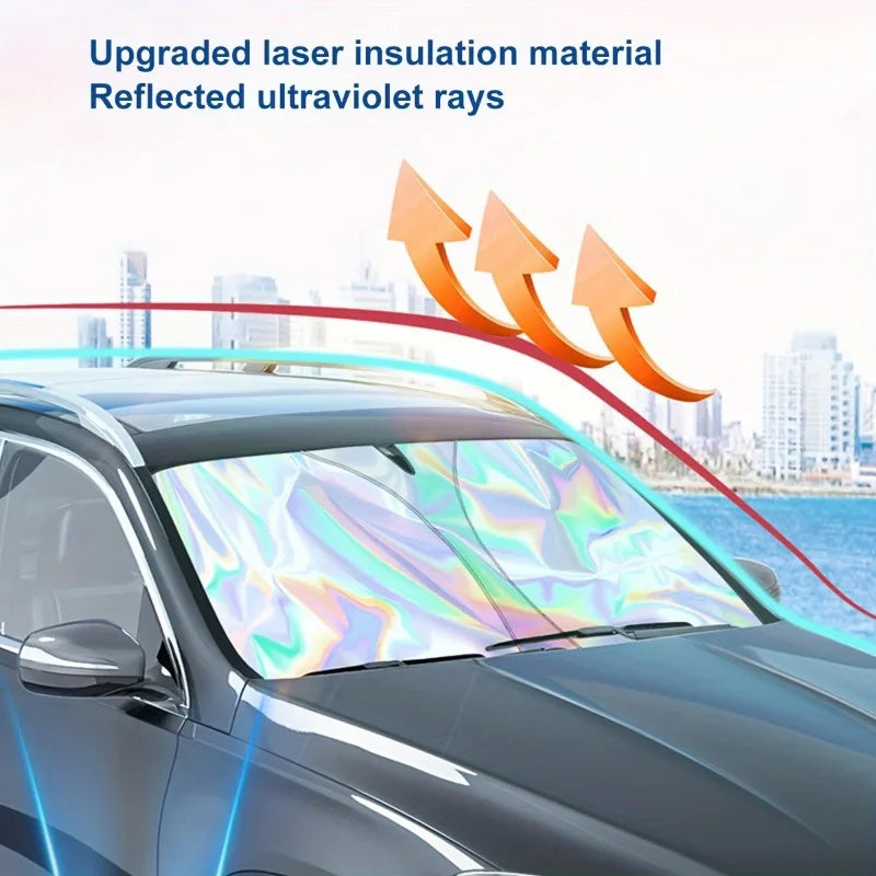 Solarveil Faltbarer Auto-Sonnenschutz | Hitzeschutz mit Lasereffekt | UV-Blocker für die Windschutzscheibe | Reflektierend & Kompakt