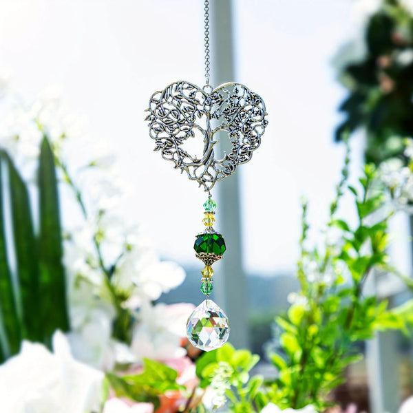 Solavie Lichtbaum Kristall-Suncatcher Lebensbaum | Fensterdeko mit Regenbogen-Effekt | Für Zuhause & Garten