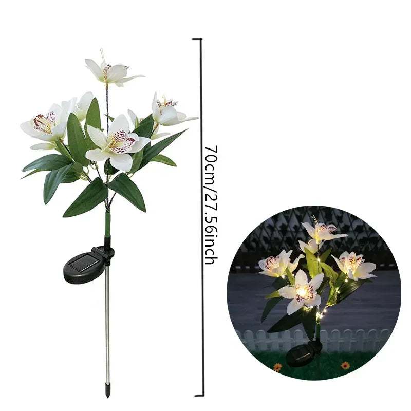 Florysol OrchidLight Solar Orchideen-Gartenleuchte | LED-Landschaftslicht | Wasserdicht & Dekorativ | Für Garten, Weg & Balkon