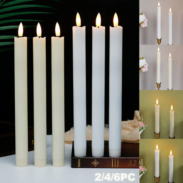 Candelis | 2er Set LED Stabkerzen | Flammenlos mit 3D-Docht | Batteriebetrieben & Echtwachs-Optik | Warmweißes Licht | Für Weihnachten & Deko