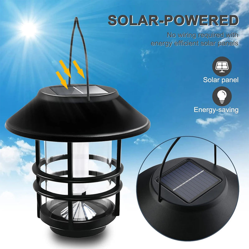 Flammora Solar Hängeleuchte mit Flammeneffekt | IP65 Wasserdicht | Edelstahl & Glas | Für Garten, Zaun & Terrasse
