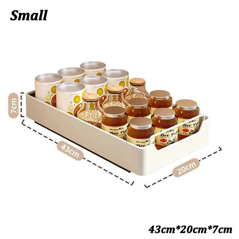 Küchenschublade SlideMaxx | Ausziehbarer Organizer ohne Bohren | Stabiles Regal für Gewürze & Vorräte | Carbonstahl Beige