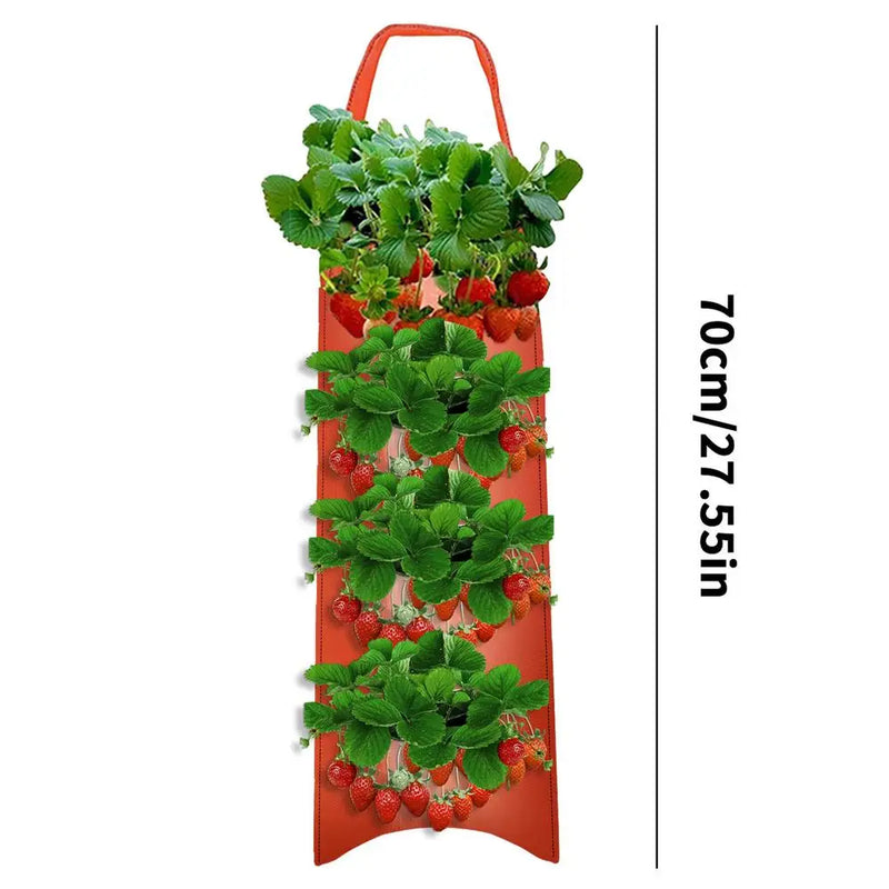 GrünHäng Pflanztasche mit 4/6/8/10 Öffnungen | Hängend & Atmungsaktiv | Für Erdbeeren, Tomaten & Kräuter | Robustes Canvas-Gewebe