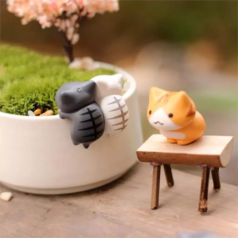 Manekami DekoSet Miniatur Glückskatze Deko-Set | 6-teilig | Resin-Figuren 3–5 cm | Für Bonsai, Feengarten & DIY-Deko