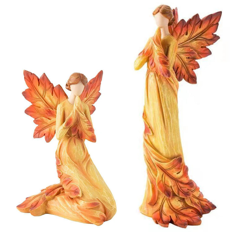 AUTUMNIA Ahornblatt-Engel | Resin Figur | Herbstliche Engelsdeko | 10–15 cm | Für Haus & Garten