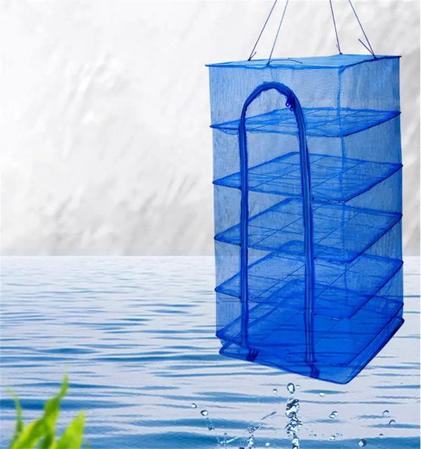 Trockennetz AeroDry 3X | Faltbarer Hängekorb mit 3 Ebenen | Für Fisch, Kräuter, Gemüse & Pflanzen | 35×35×65 cm