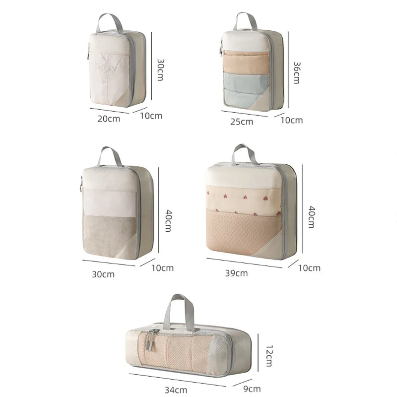 PackNest Kompressions-Organizer Set | 5-teilig | Platzsparend & Wasserabweisend | Ideal für Reisen & Alltag